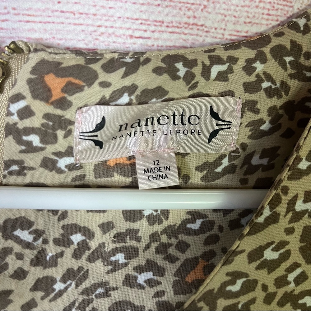Nanette Lepore Tan Animal Print Dress Size 12 - Picture 2 of 7